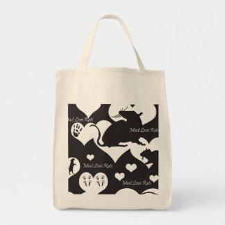 Tote Bag Nécessité. Amour. Rats Fourre-tout noir et blanc