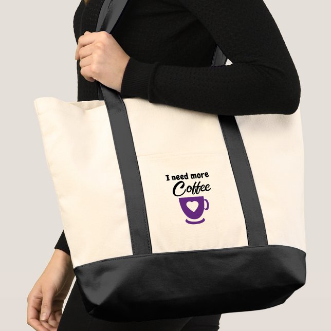 Tote Bag Need more coffee purple (Créateur téléchargé)