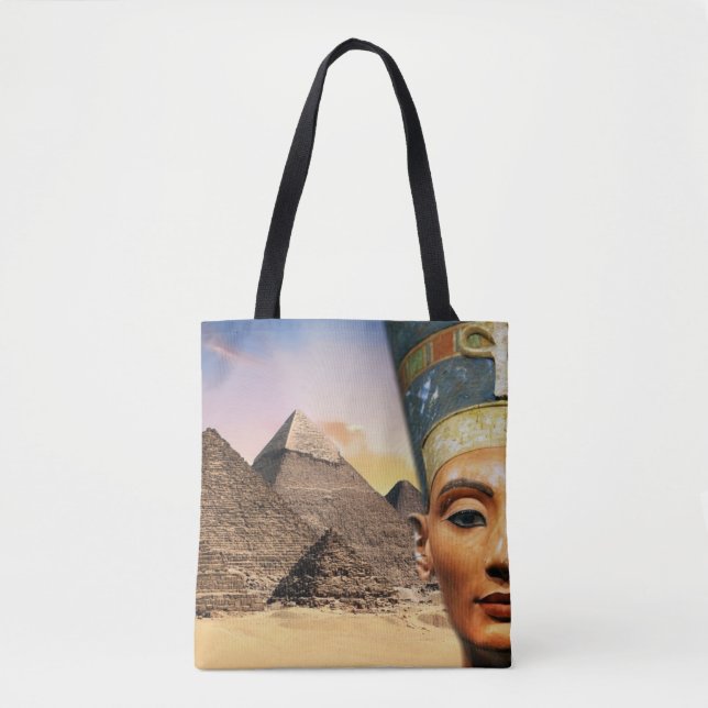 Tote Bag Nefertiti Akhenaten & Pyramides (Devant)
