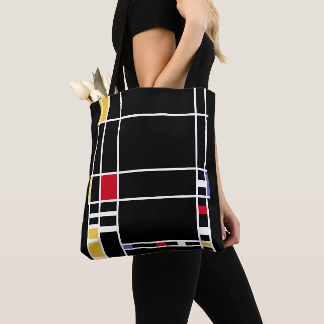 Tote Bag Négatif "Trafalgar Carré" de Mondrian d'art Abstra (De près)