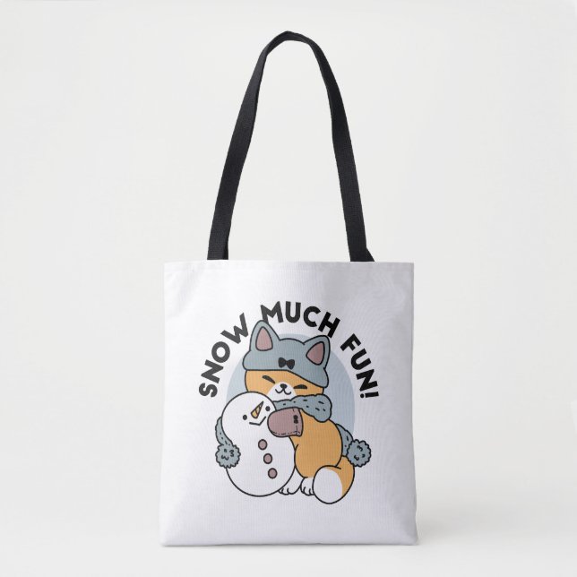 Tote Bag Neige beaucoup amusant Chat hiver vacances Design (Devant)