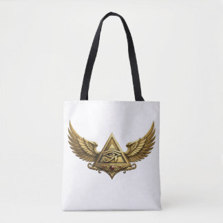 Tote Bag NeoAnkh | Œil d'Horus en 3D or et Pyramide ailée
