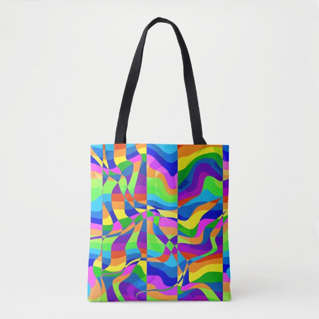 Tote Bag Neon arc-en-ciel Abstrait fou (Devant)
