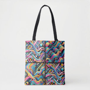 Tote Bag Neon coloré brillant Abstrait Motif des années 90