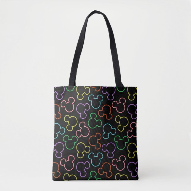 Tote Bag Neon Mickey Mouse Icon Toss Pattern (Devant)
