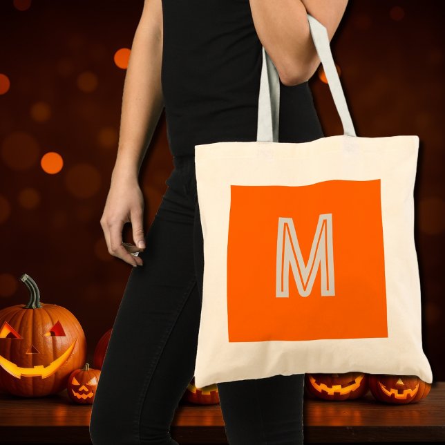 Tote Bag néon orange - monogramme gras (Créateur téléchargé)