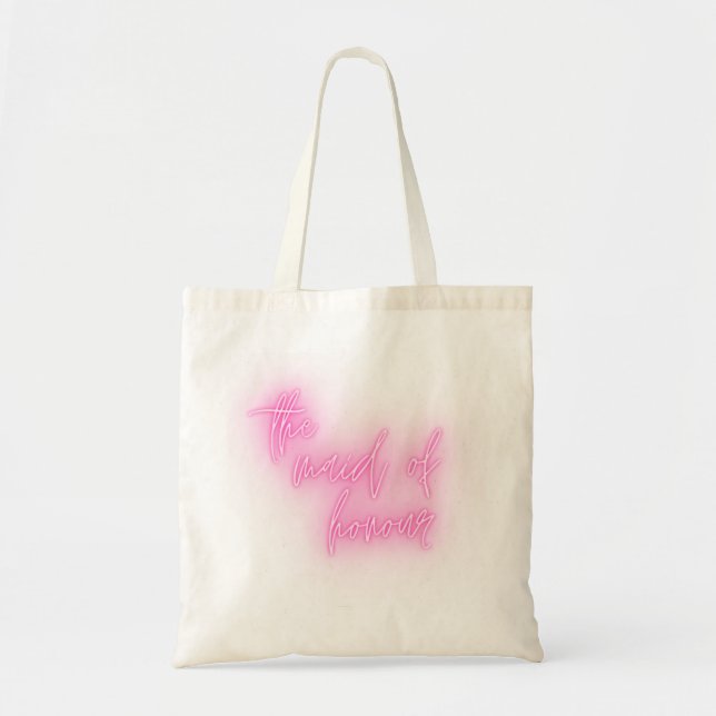 Tote Bag Neon Pink Maid of Honor Wedding Party (Devant)
