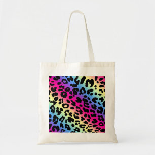 Tote Bag Neon Rainbow Leopard Motif Imprimer