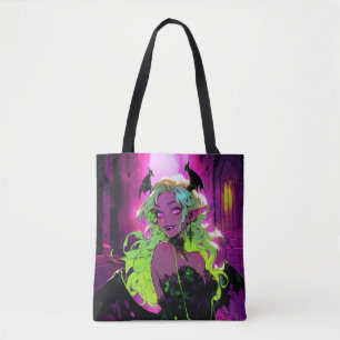 Tote Bag Neon Succubus Demon Anime Girl
