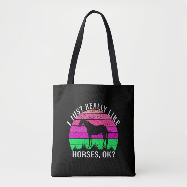 Tote Bag Neon Sunset J'Aime Vraiment Les Chevaux (Devant)