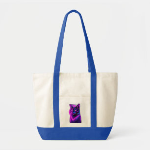 Tote Bag Neon Synthwave Cat Art