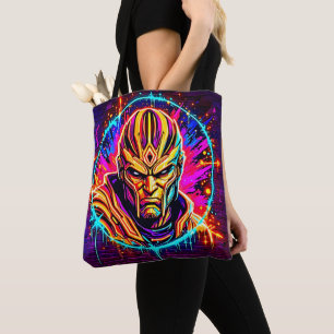 Tote Bag Neon Warrior Power Art
