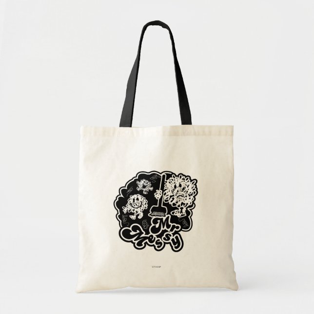 Tote Bag Nettoyage M. Messy en noir et blanc (Devant)