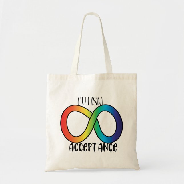 Tote Bag Neurodiversité Acceptation de l'autisme Arc-en-cie (Devant)