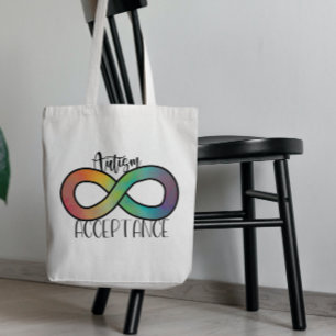 Tote Bag Neurodiversité Acceptation de l'autisme Arc-en-cie