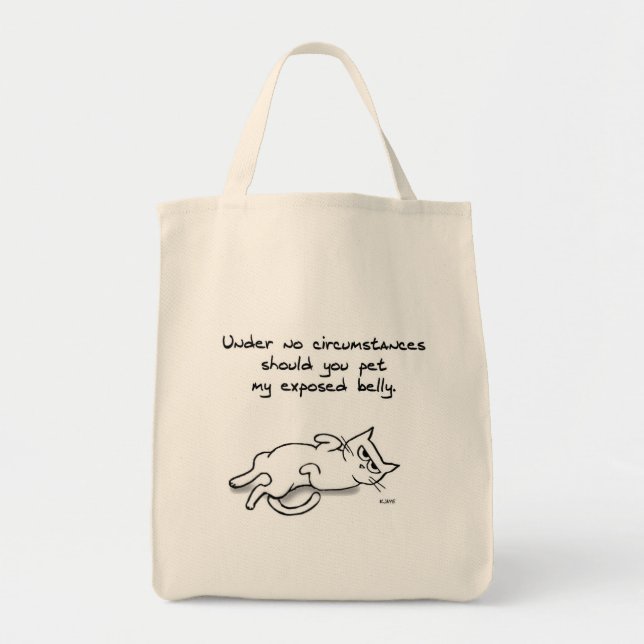 Tote Bag Never Pet the Cat Belly (Devant)