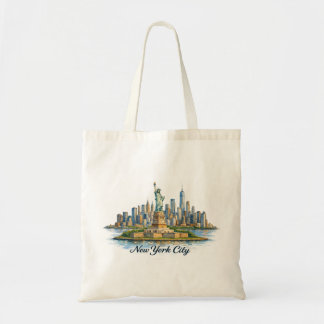 Tote Bag New York City Watercolor Skyline Art