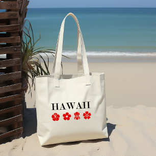Tote Bag Nice Hawaii Fleur Rouge Icônes Couleur Lumière
