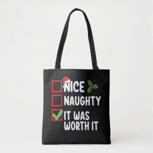 Tote Bag Nice Naughty C'Était Vaut La Liste De Noël