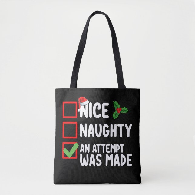 Tote Bag Nice Naughty Une Tentative A Été Fait Liste De Noë (Devant)