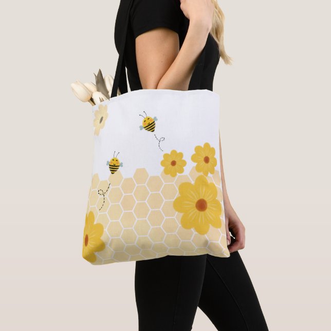 Tote Bag nid de miel Bumble Bee Flying Yellow Flowers (De près)