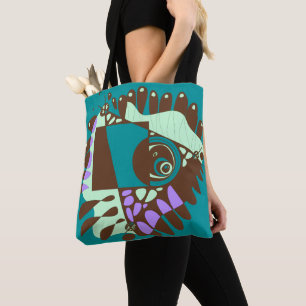 Tote Bag Nid d'oiseau - Chocolat vert Turquoise Brown