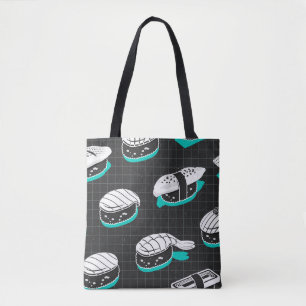 Tote Bag Nigiri Sushi Motif de croquis Vintage