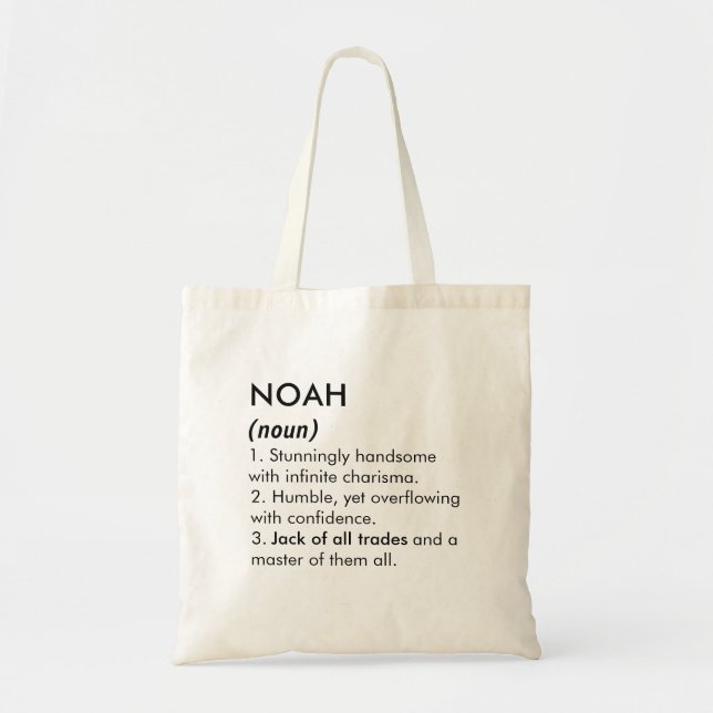 Tote Bag Noah name, Editable name, Custom name (Devant)