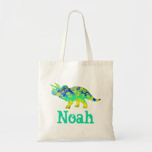 Tote Bag Noah Tricératops colorés Jurassique Dinosaure Art
