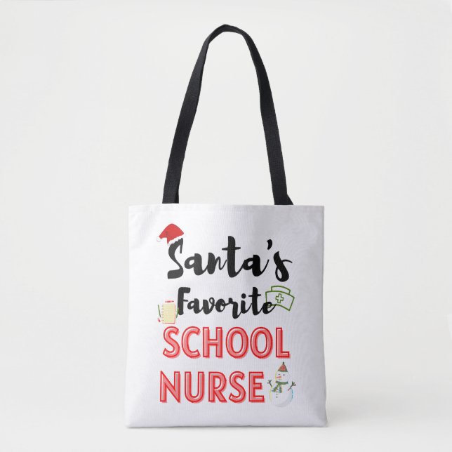 Tote Bag Noël à l'infirmière scolaire (Devant)