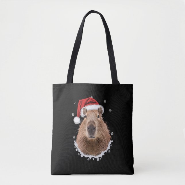 Tote Bag Noël amusant de Capybara (Devant)