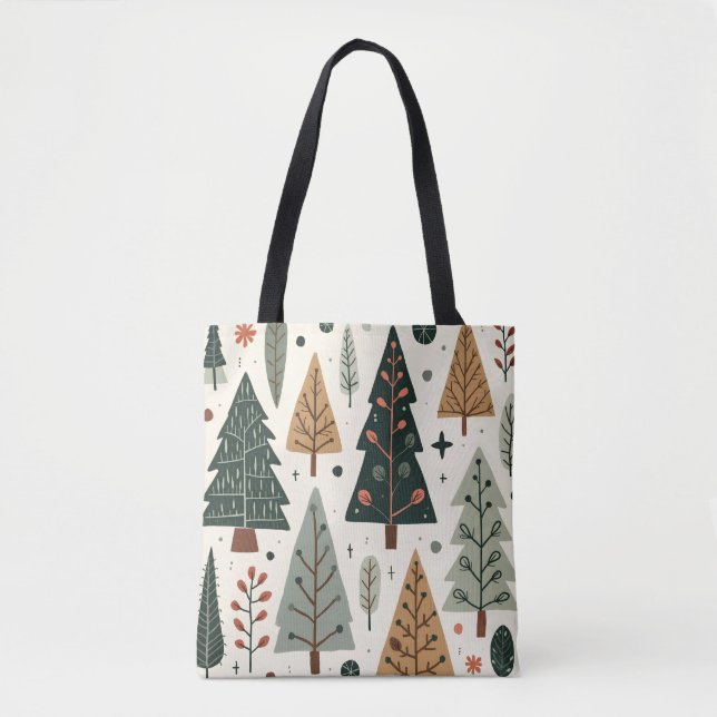Tote Bag Noël Arbre Motif Fête vintage (Devant)
