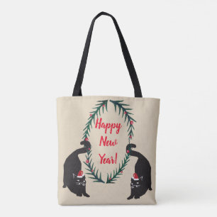 Tote Bag Noël aux chats noirs