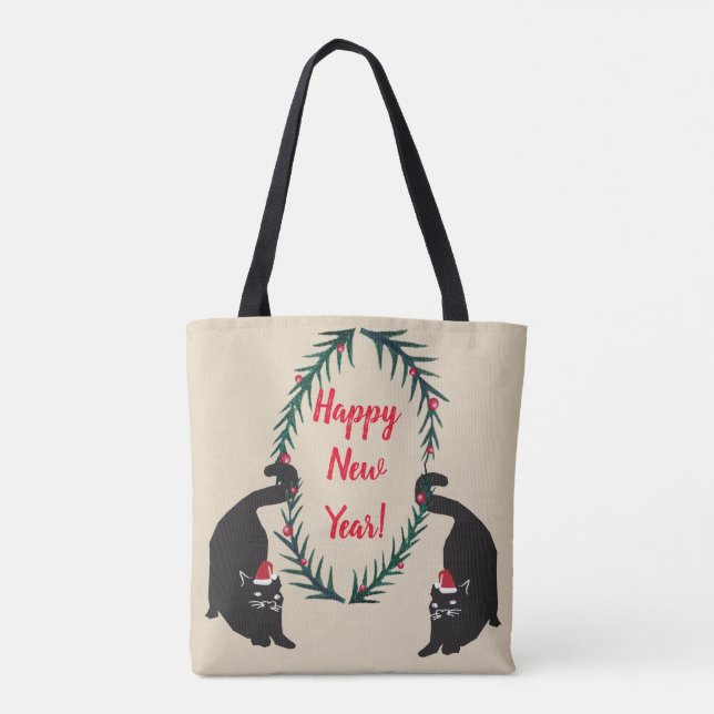 Tote Bag Noël aux chats noirs (Dos)