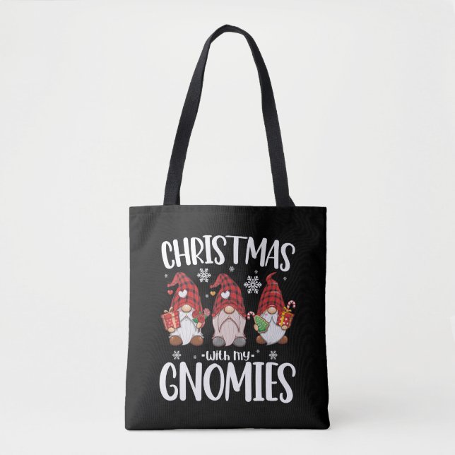 Tote Bag Noël Avec Mes Gnomies Buffalo Red Plaid Gnome (Devant)