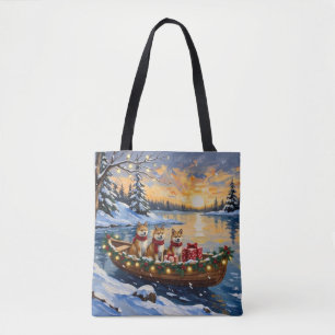 Tote Bag Noël Bateau Akita Fêtes