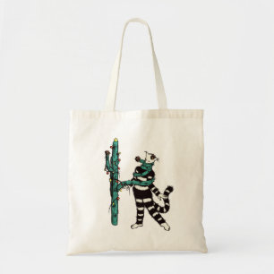 Tote Bag Noël Chat Et Cactus Étranges Noël