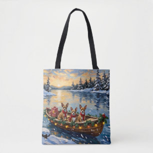 Tote Bag Noël Chihuahua Bateau Fêtes