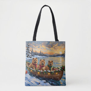 Tote Bag Noël Chow Chow Bateau Fêtes