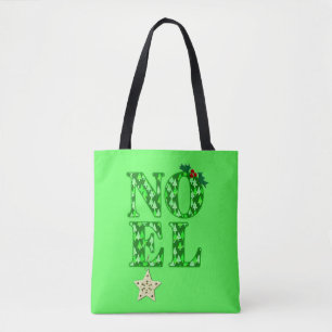 Tote Bag NOEL dans un motif de sapin de Noël vert