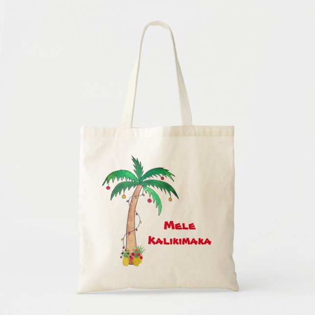 Tote Bag Noël de l'ananas Mele Kalikimaka Palm Tree (Devant)