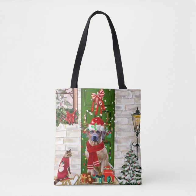 Tote Bag Noël du chien de Rhodesian Ridgeback (Devant)