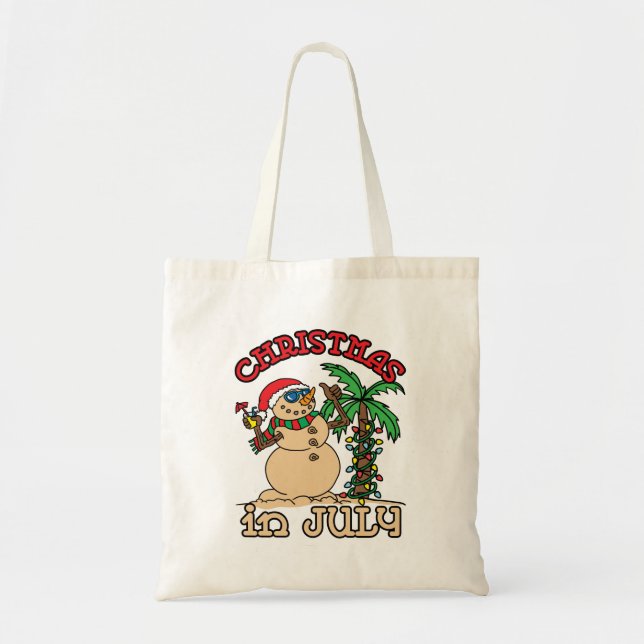 Tote Bag Noël en juillet Snowman Sand Beach (Devant)