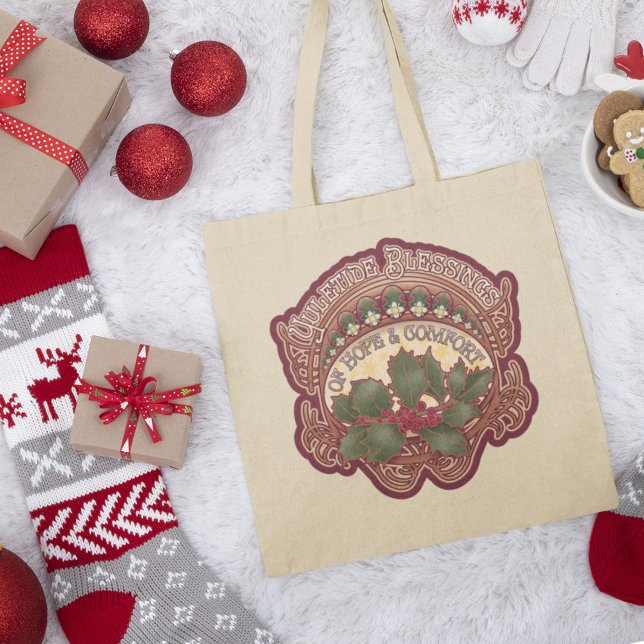 Tote Bag Noël et Bénédictions de Yule Style Vintage (Christmas and Yule Blessings Vintage Style Tote Bag)