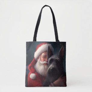 Tote Bag Noël festif écossais du Terrier Santa Claus