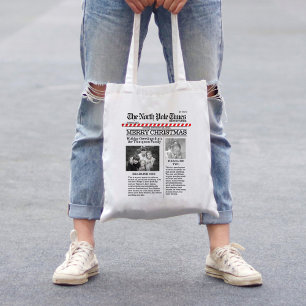 Tote Bag Noël Funny North Pôle Times Journal mignonne