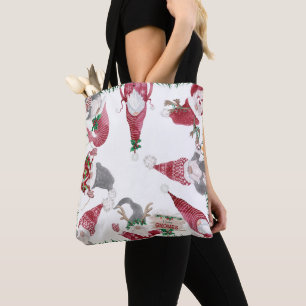 Tote Bag Noël Gnomes Aquarelle Whimsical Scandinave