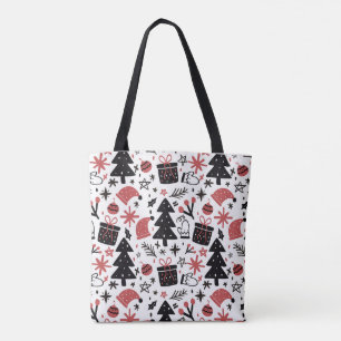 Tote Bag Noël Icônes Noël Arbre Santa Hat