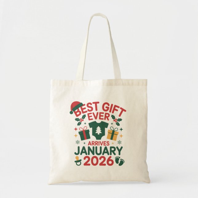 Tote Bag Noël Meilleur Cadeau Arrives Janvier 2026 Couples (Devant)