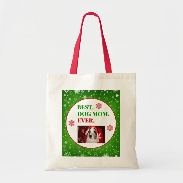 Tote Bag Noël Meilleur Chien Maman Jamais Photo (Devant)